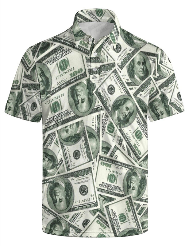 남성용 폴로 티셔츠, 단추 셔츠, 반팔 상의, 캐주얼 폴로 셔츠, 재미있는 콘 3D 인쇄, 패션, 2024 신제품