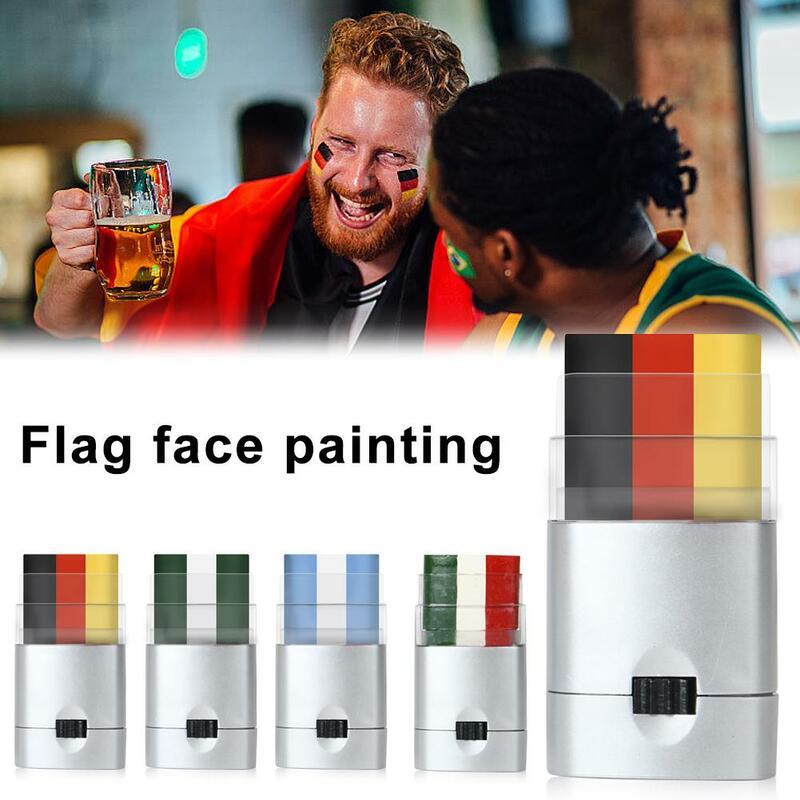 Pintura facial con bandera para niños y adultos, tatuaje corporal de fiesta de fútbol, palo lavable de colores, pigmento de abanico, P5L7, 2024