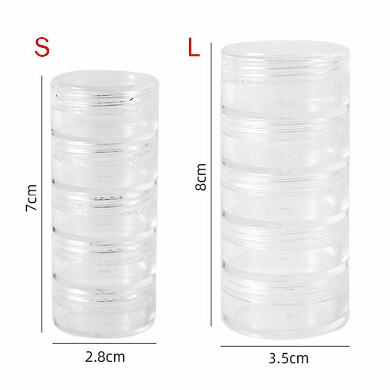 4Pcs 5 Layer Jewelry Storage Box Convenient Plastic Round Items Organizer Transparent Stackable Container Box Beads