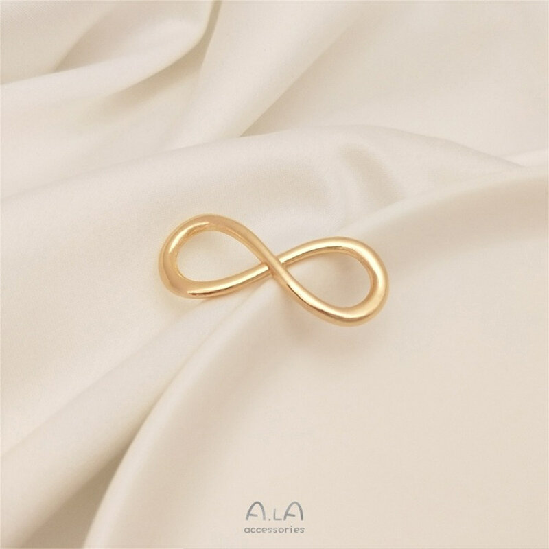 Hebilla de conexión de cuerda de cuero chapada en oro Real de 14K, bucle de enlace de 8 hebillas de amor infinito, accesorios de joyería DIY K081