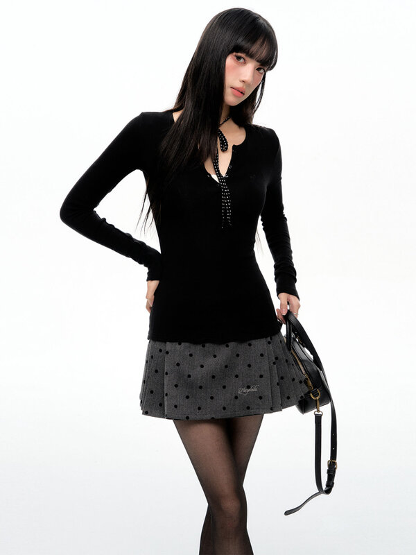 ADAgirl-Mini saias plissadas com estampa cinza, carta bordada, linha A, cintura alta, shorts, estilo preppy, Ins coreano, kawaii
