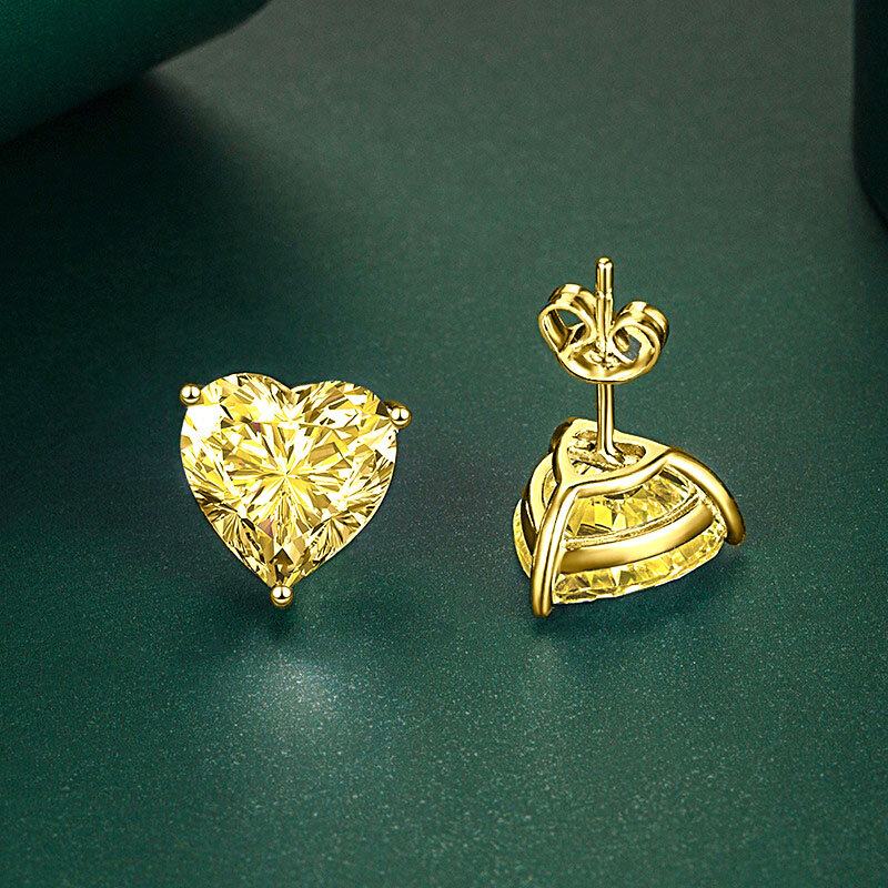 Boucles d'oreilles en argent s925 en forme de cœur avec pierres précieuses colorées 10x10mm, bijoux de luxe de haute qualité
