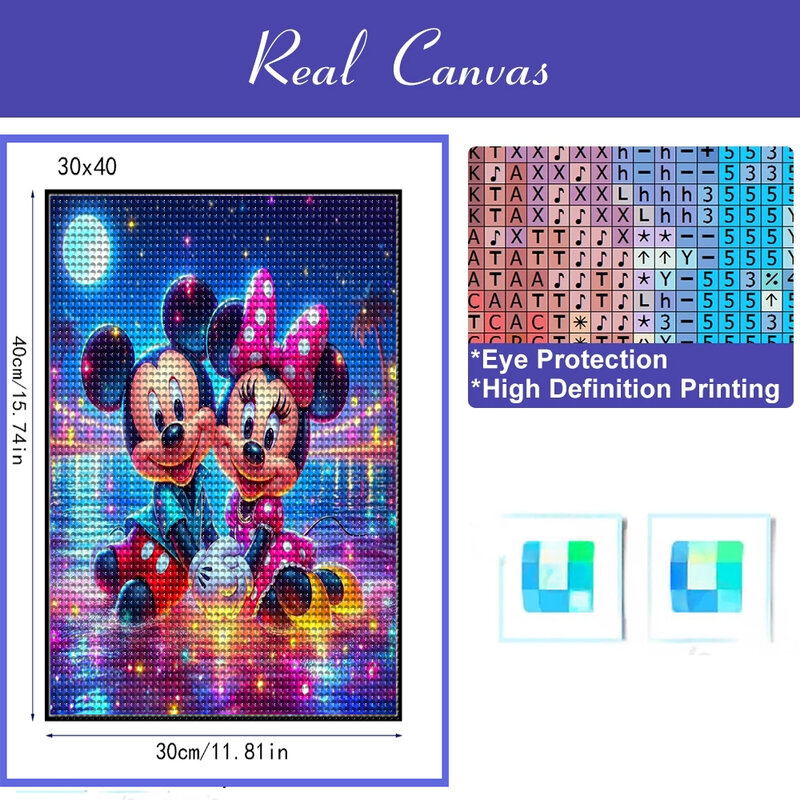 Disney DIY AB Diamond Painting Mickey Mouse Minnie Mouse Picture Embroidery Cross Stitch Full Round Cartoon Mosaic Wall Decor 66