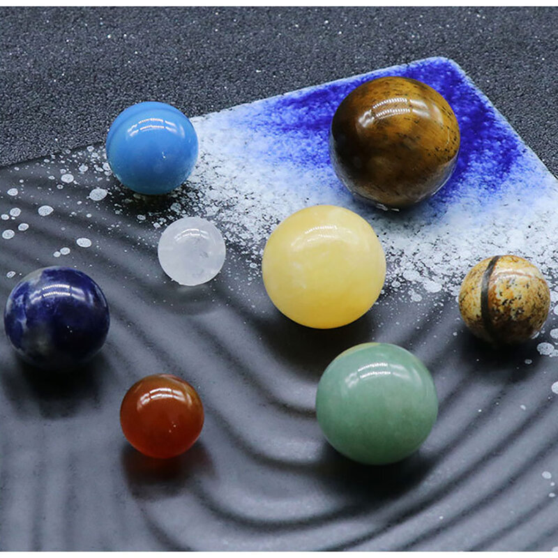 Cristal Natural a la moda, Bola de planeta 8, 9, Sistema Solar, roca de cuarzo, piedra curativa, Reiki, Chakra, energía, esfera, Galaxia