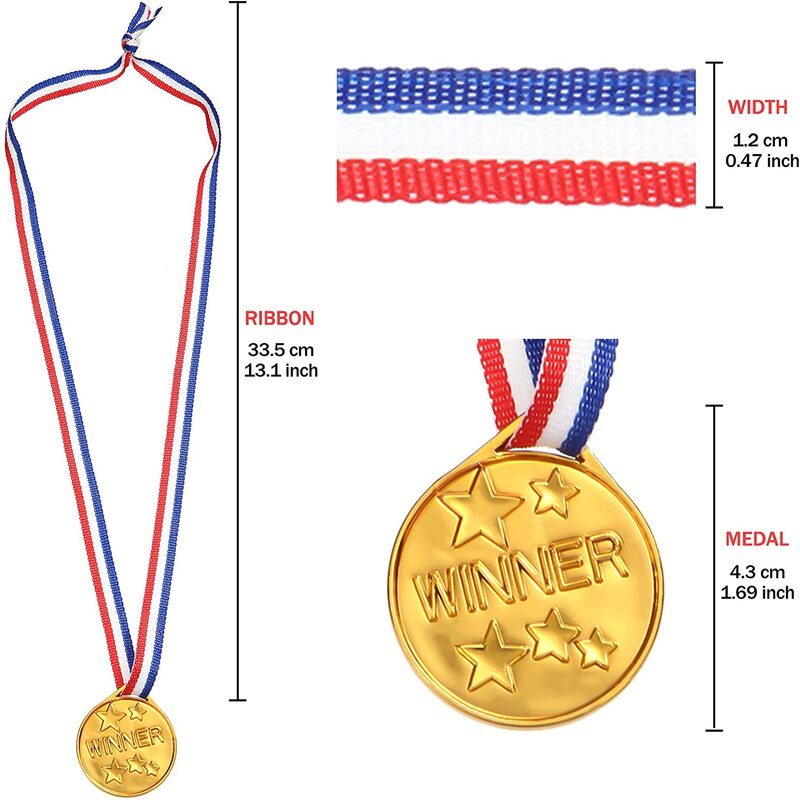 50 قطع الأطفال البلاستيك الذهب البلاستيك الفائز ميداليات الاطفال الميداليات الذهبية للرياضة يوم جوائز جوائز للطلاب