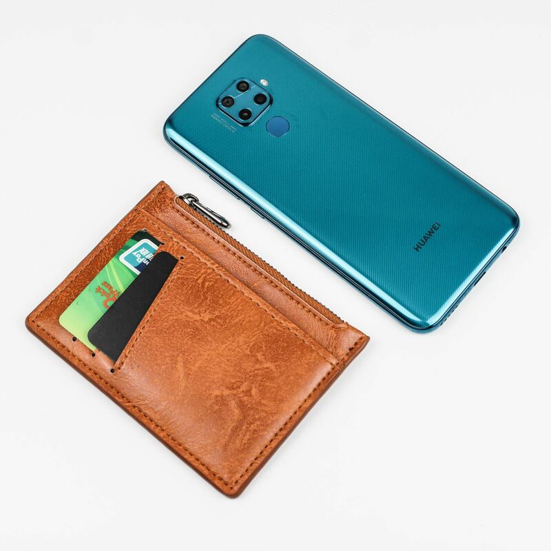 Dompet Kulit Pria Kecil Keluaran Baru dengan Dompet Mini Tempat Kartu Kredit Saku Koin Ritsleting untuk Pria Tas Uang Tipis