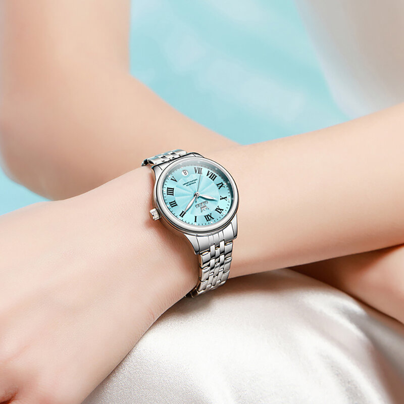 Olevs Vrouwelijke Horloges Eenvoudige Elegante Originele Kleine Polshorloge Voor Vrouwen Waterdicht Roestvrij Staal Lichtgevende Datum Cadeau Voor Meisje