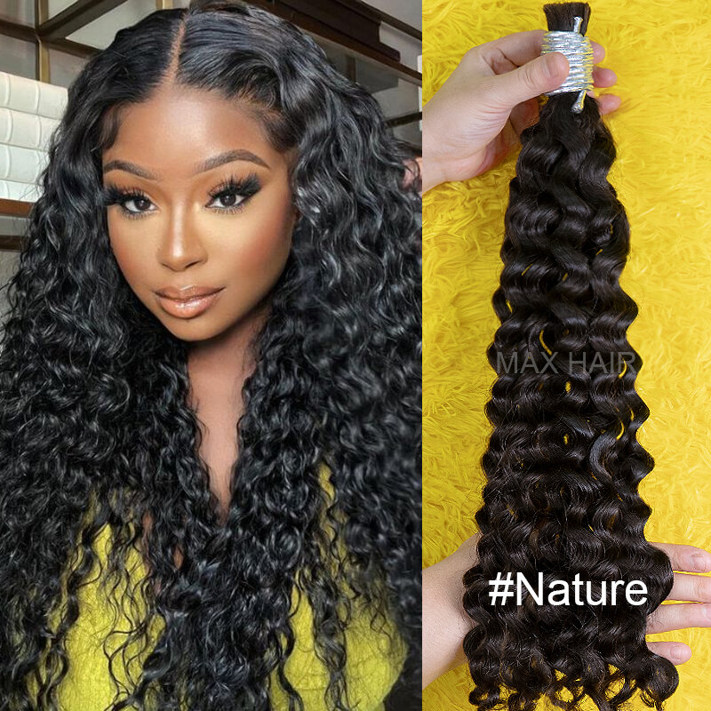 HOT Bulk Human Hair Deep Wave For Braiding Deep Curly No Weft Brazilian Remy Hair Extensions 100 Grams Colored Grey/Ginger/Brown
