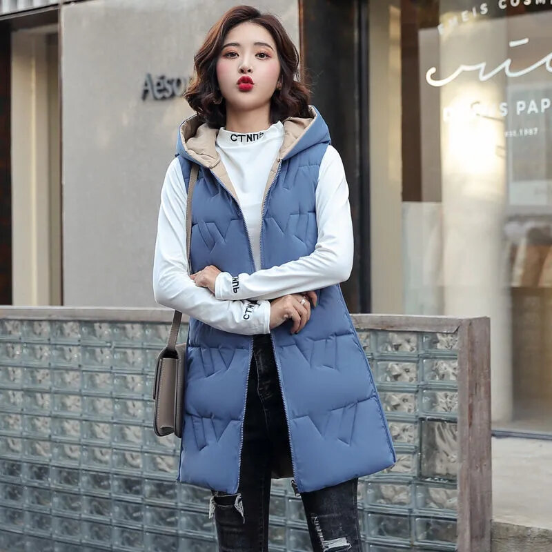Westen Winter jacke Frauen ärmellose Westen Kapuze gepolsterte Jacke super heiße Mäntel koreanische Mode Strickjacke billig Großhandel neu