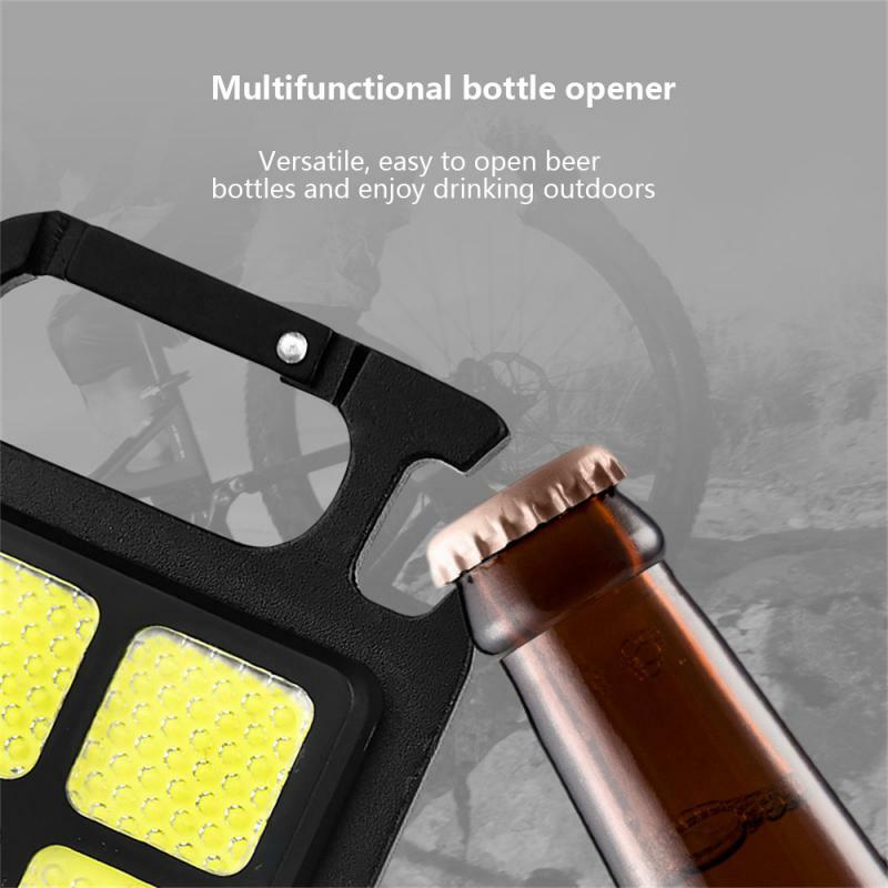 New Outdoor Camping Multifunctional Keychain Lamp USB Charging Cob Strong Light Flashlight Mountaineering Wine Bottle Opening