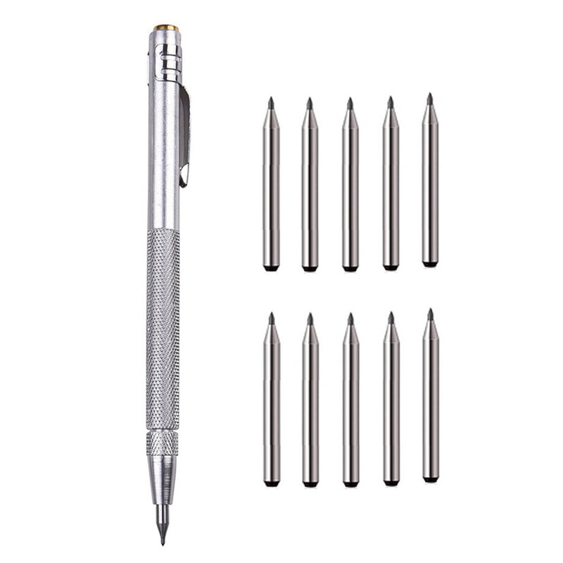 Tungsten Carbide Marcação Pen Substituível, Ponta de Marcação para Vidro, Cerâmica, Hard Metal Fitter Marcação, 11Pcs