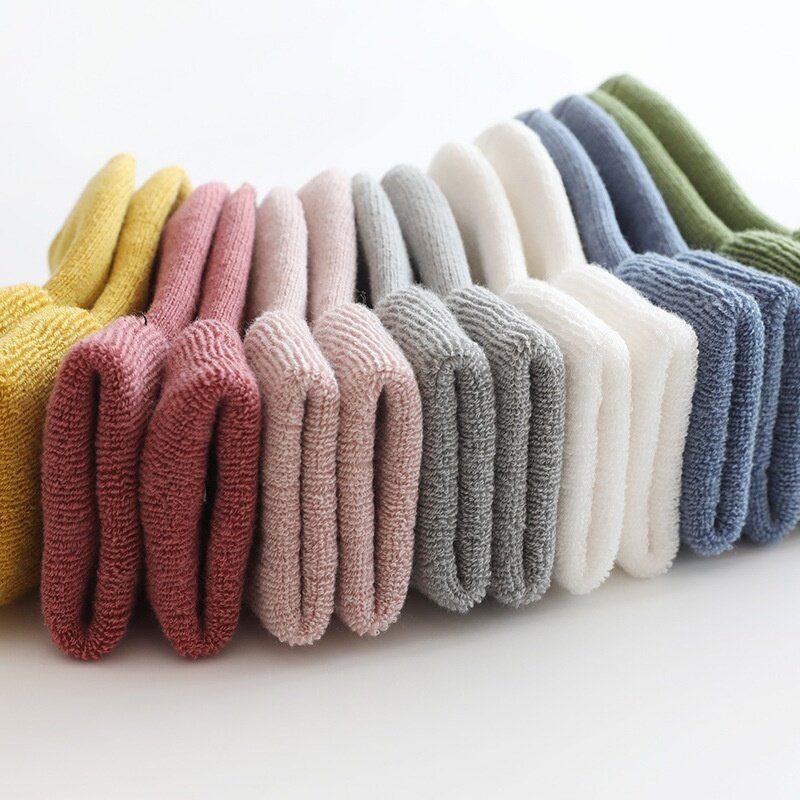 Meias grossas de lã para recém-nascido, antiderrapante, quente, fofo, 0-1-3 anos, outono, inverno