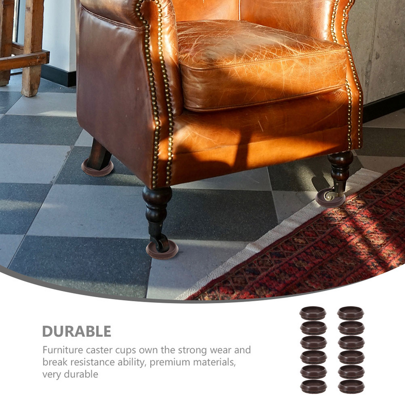 Protectores de patas de silla de copa giratoria fija, 12 piezas, para suelos de madera dura, área circular, muebles Rugsss