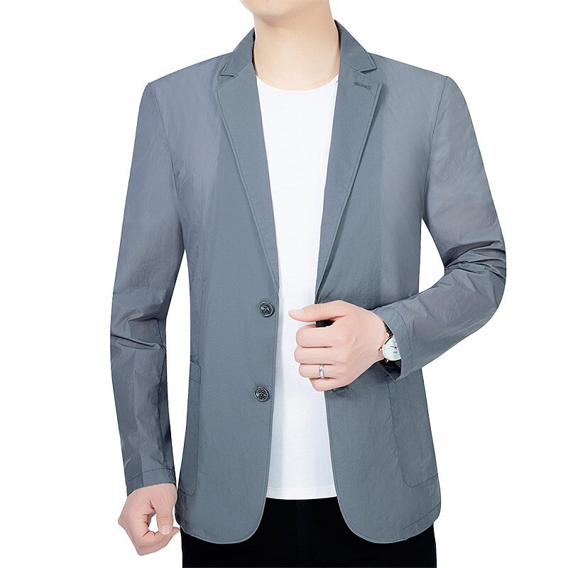 남성용 빠른 건조 얇은 블레이저 재킷, 비즈니스 캐주얼 정장 코트, 남성 패션 블레이저, 자외선 차단 의류, 4XL, 여름 신상