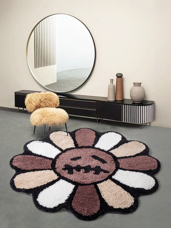 Lächelndes Gesicht getuftet Teppich Blume Kunst Teppich für Schlafzimmer Wohnzimmer Retro Regenbogen flauschigen Badezimmer Lächeln Teppich rutsch feste Matte Wohnkultur