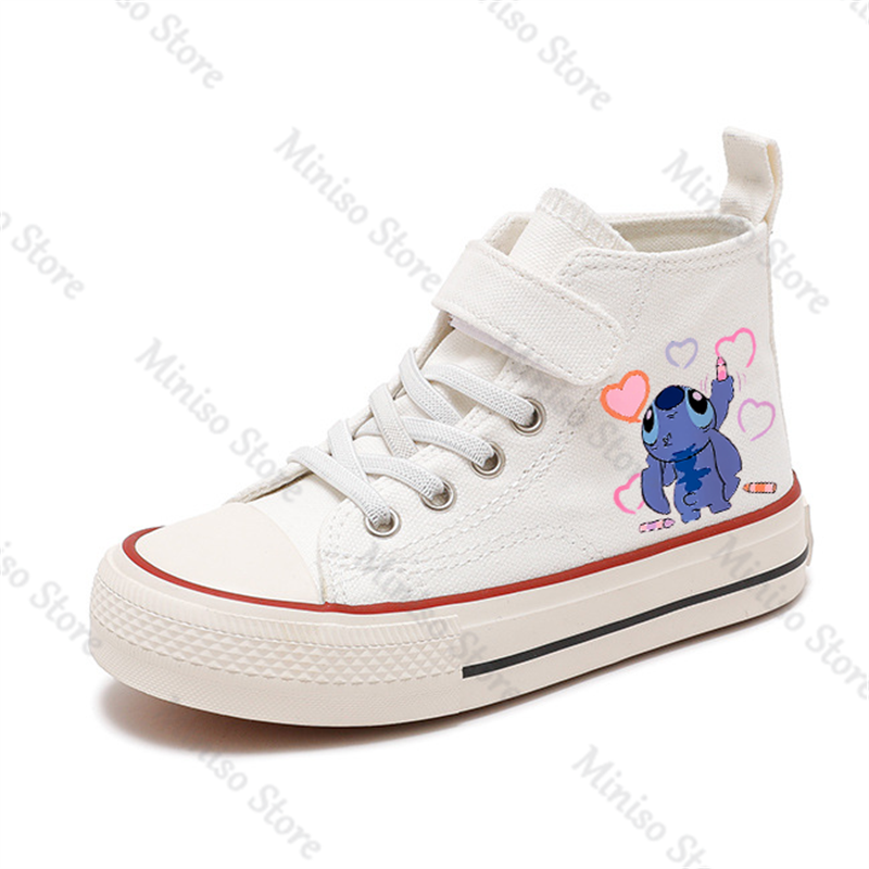 Lilo Stitch Sport Mädchen High-Top-Jungen Kind Leinwand Schuhe Disney Casual Cartoon Komfort Schuhe Kinder drucken Jungen Tennis schuhe