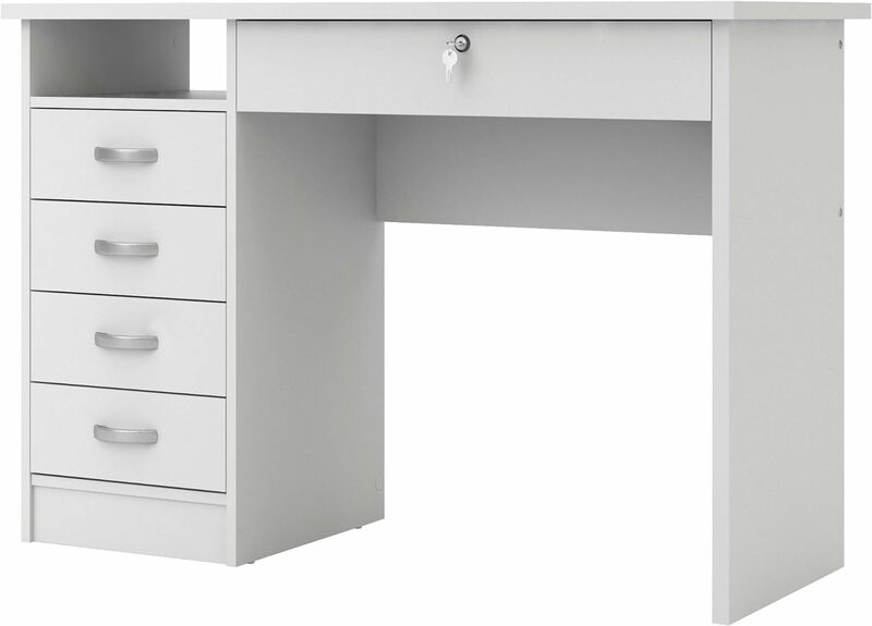 Tvilum Walden Desk with 5 Drawers, White