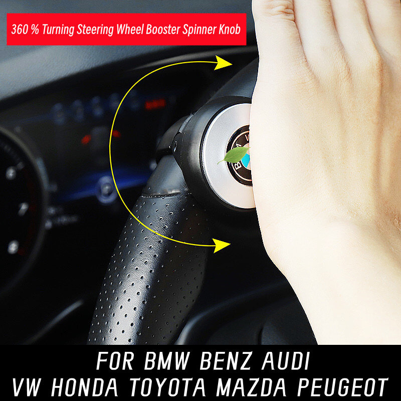 360 stopni obracanie kierownicy wzmacniacz gałka z pokrętłem obrotowe metalowe łożysko dla BMW Benz Audi VW Mazda HondaToyota Peugeot