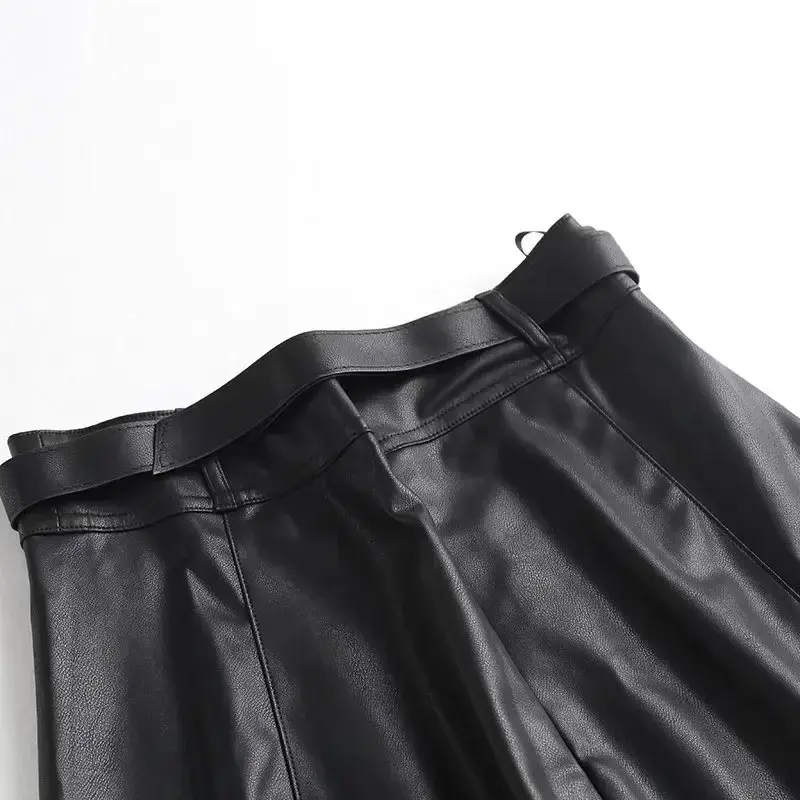 Women's 2023 Fashion Casual Joker Leather Belt Accessories Mini Skirt Retro High Waist Lined Women's Skirt Mujer