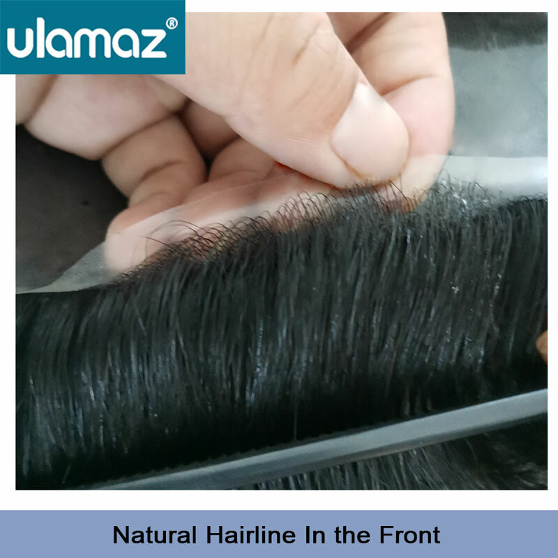 Peluca de cuero cabelludo biológico para hombre, prótesis de cabello masculino de micropiel, peluquín de línea de pelo Natural, cabello 100% humano, Envío Gratis