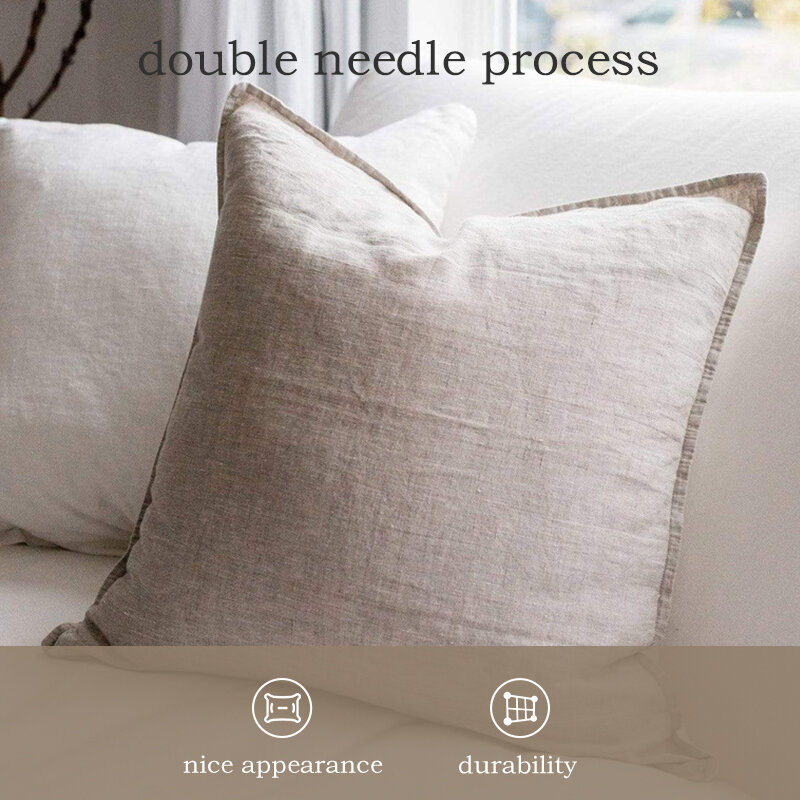 100% Sarung Bantal Linen Rami Sarung Bantal 45X45Cm untuk Dekorasi Sofa Rumah Tempat Tidur Sarung Bantal Dekoratif Warna Solid