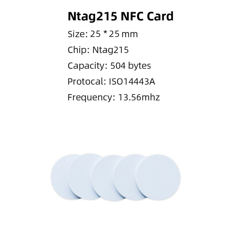5YOA 100 шт. NFC карта Ntag215 карты монеты значок 215 чип ключ 13,56 МГц Сверхлегкий Универсальный ISO IEC14443A 25 мм водонепроницаемый ПВХ