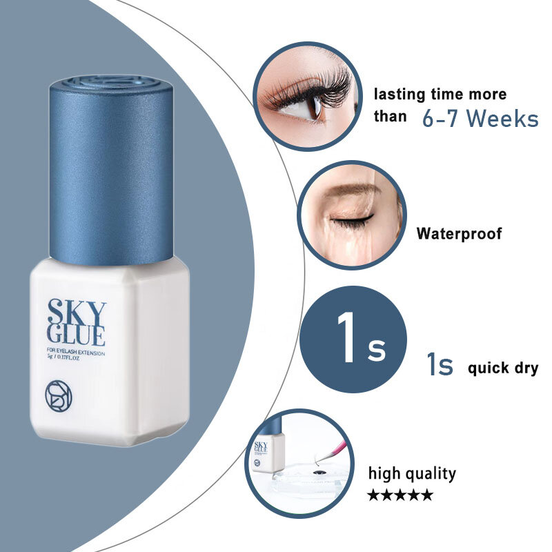 10 Bottles SKY Glue For Eyelash Extension Korea 5ml Black Red Blue Cap Beauty Health Lava Lash Shop Makeup Tools Adhesive