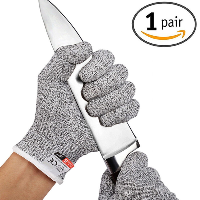 1Pair Grade 5 Anti Cutting Gloves Kitchen HPPE Anti Scratch Glass Cutting Safety Protection Horticulturist Protection