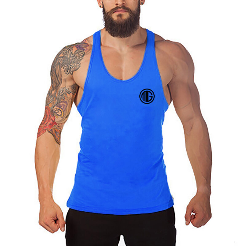 Gym Fitness High Quality Cotton Shirt Summer Sleeveless Breathable Cool Tank Tops Men Casual Fashion Racer Back Suspenders Vest