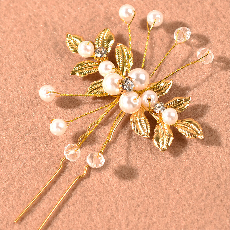 Pin rambut mutiara untuk pernikahan pengantin pin rambut buatan tangan berlian imitasi aksesori rambut pernikahan untuk dekorasi penataan rambut keriting tebal