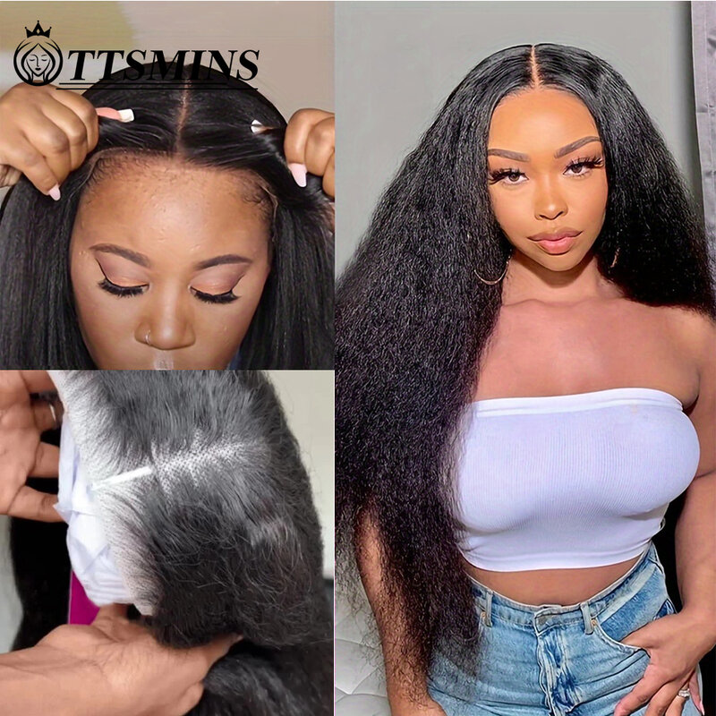 5x5 Wear and Go Glueless Wigs Human Hair Pre Plucked Pre Cut for Beginners Kinky Straight Lace Front Wigs HD Lace Closure Wig