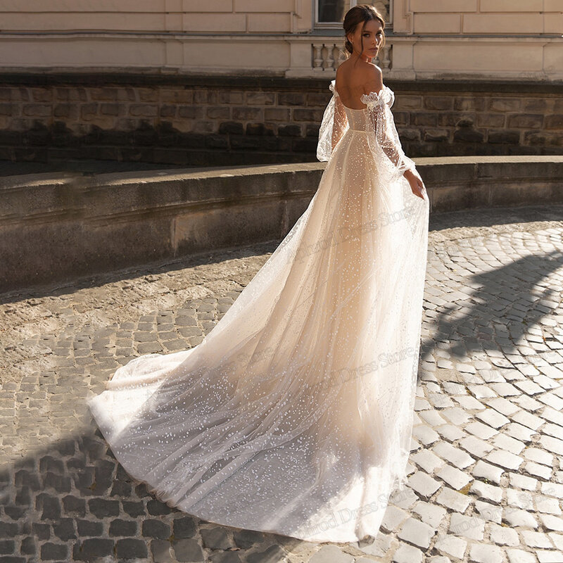 Romantyczne suknie ślubne tiulowe suknie ślubne bez pleców na formalne przyjęcie Vintage Vestidos De Novia