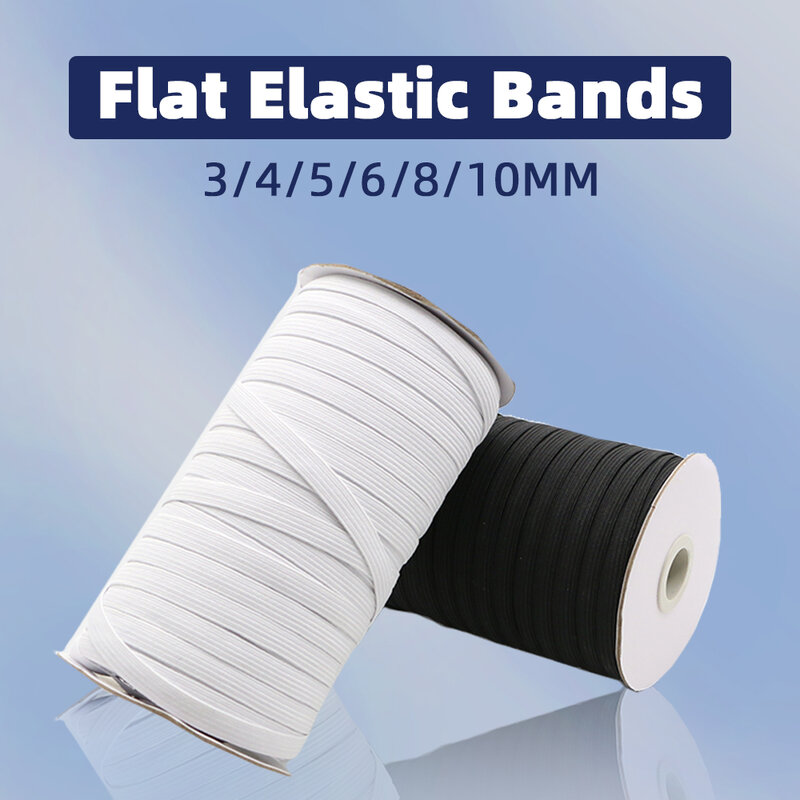 3/4/5/6/8/10mm branco/preto liso elástico bandas elástico elástico banda de borracha casamento vestuário fita elástica para diy costura estiramento corda acces