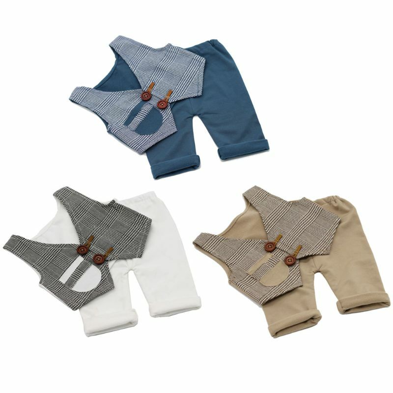 Baby Little Gentleman Plaid Vest Shorts Suit Outfit Photo prop Accessories