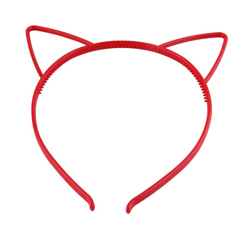 Headwear bando telinga kucing cewek, aksesori rambut pesta ABS, ikat kepala plastik telinga kucing bergigi praktis
