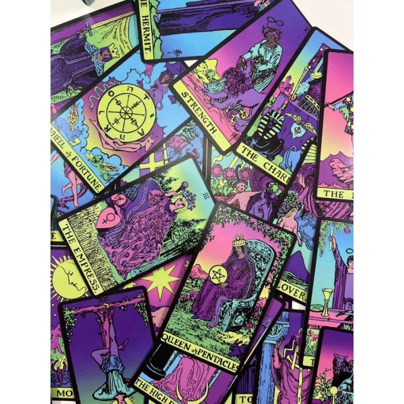 Baraja de Tarot Neo Rider de 10,3x6cm, 78 tarjetas de Tarot coloridas para principiantes, sistema de Tarot rider-waite, tamaño de bolsillo