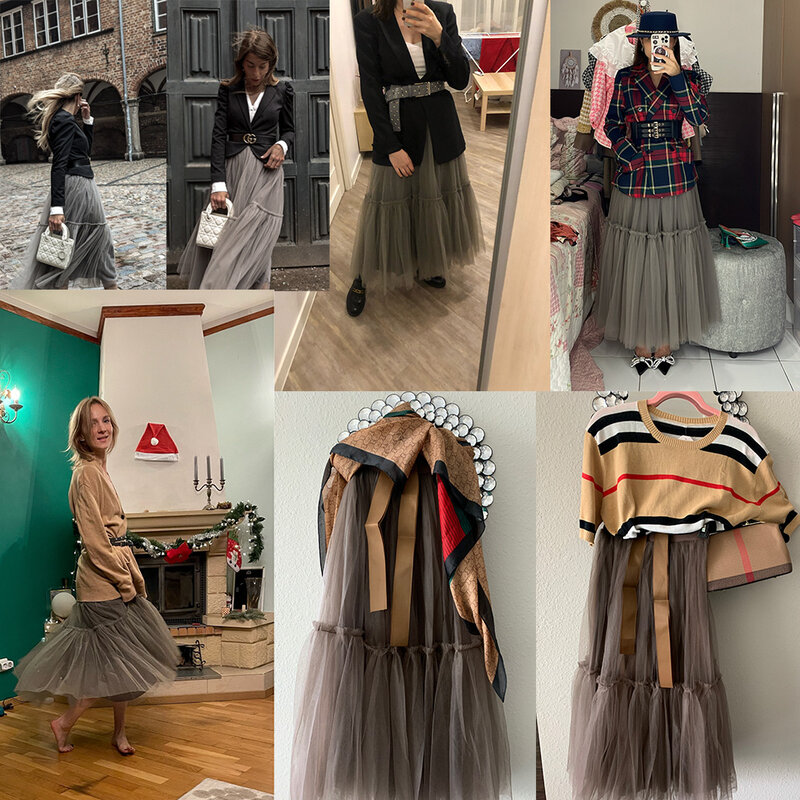 Maxi długie tiulowe spódnice dla kobiet czarna gotycka plisowana spódnica w stylu Casual, imprezowa Fairycore letnia zima Jupe Longue 2022 Falda Mujer