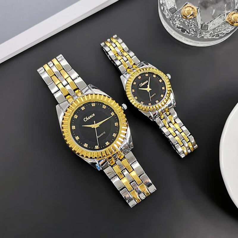 Paar Horloges Set Outfit Horloges Stijlvolle Paar Quartz Horloges Met Ronde Wijzerplaat Lichtmetalen Band Voor Unisex Business Timekeeping High