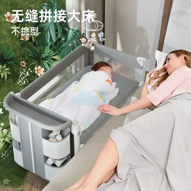 Berço removível portátil para recém-nascido, dobrável e emenda, cama queen, mesa de fraldas