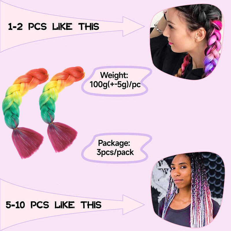 Tresses Synthétiques Colorées à 3 Tons pour Femme, Accessoires de Cheveux, Mise à Niveau