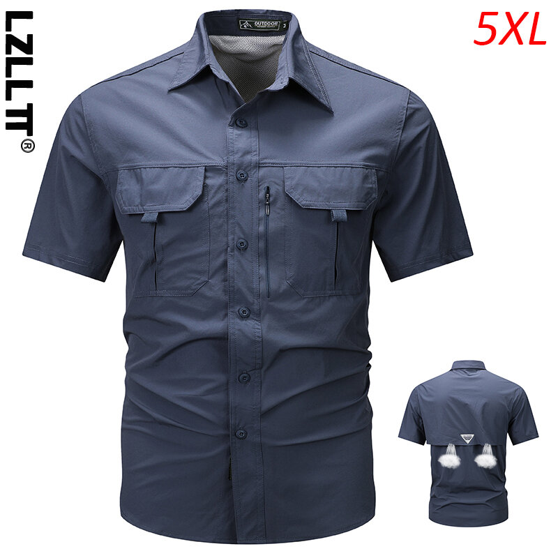 Camisa de manga corta transpirable para hombre, Polo militar táctico informal para hombre, camisa de trabajo para campamento al aire libre, caminata, Safari, Verano