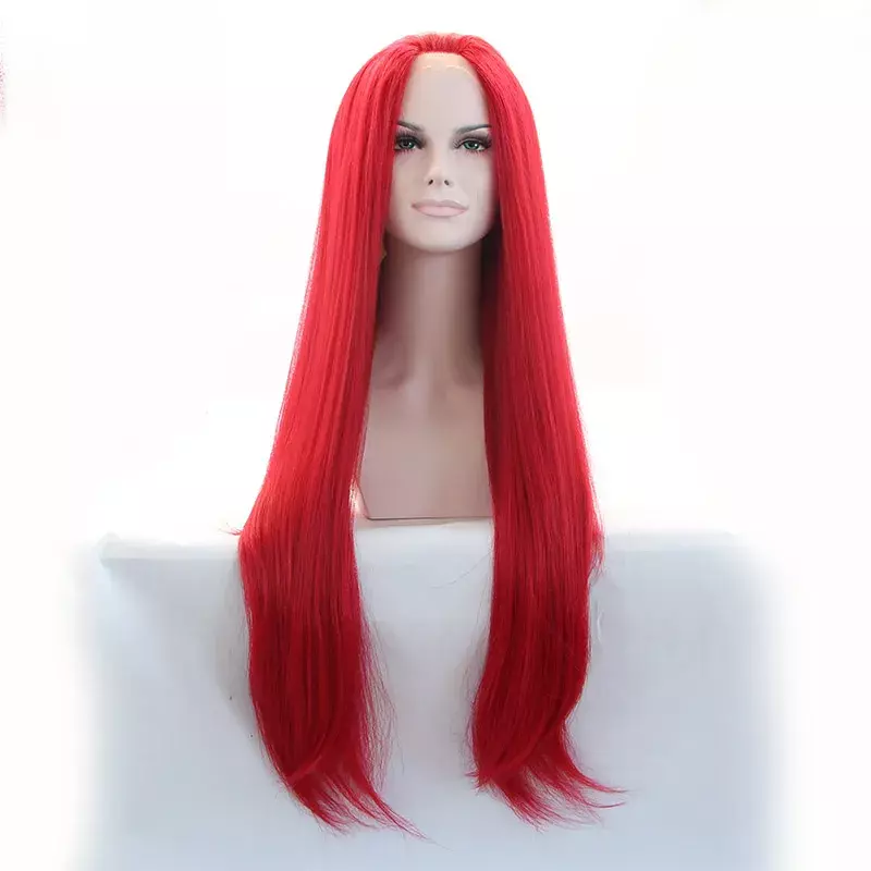 Новый стиль красный цвет термостойкие волосы парик Длинные Синтетические кружевные передние парики для черных женщин косплей