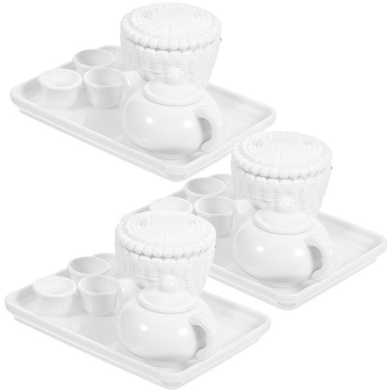 3 набора, аксессуары для кукольного домика, миниатюрные чайные чашки, миниатюрный чайный поднос