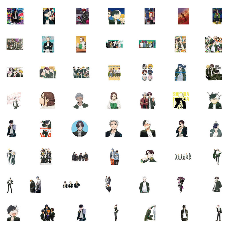 ملصقات أنيمي رياح يابانية ، ملصق كرتون مقاوم للماء ، حقائب يدوية الصنع ، هاتف ، هاروكا ، ساكورا ، هاياتو ، 10 أطفال ، 30 بارد ، 50