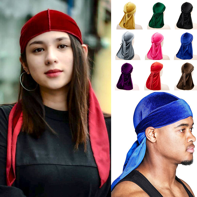 Popular simulation silk long tail pirate hats in Europe and America, men's and women's headscarve hats, printable logo