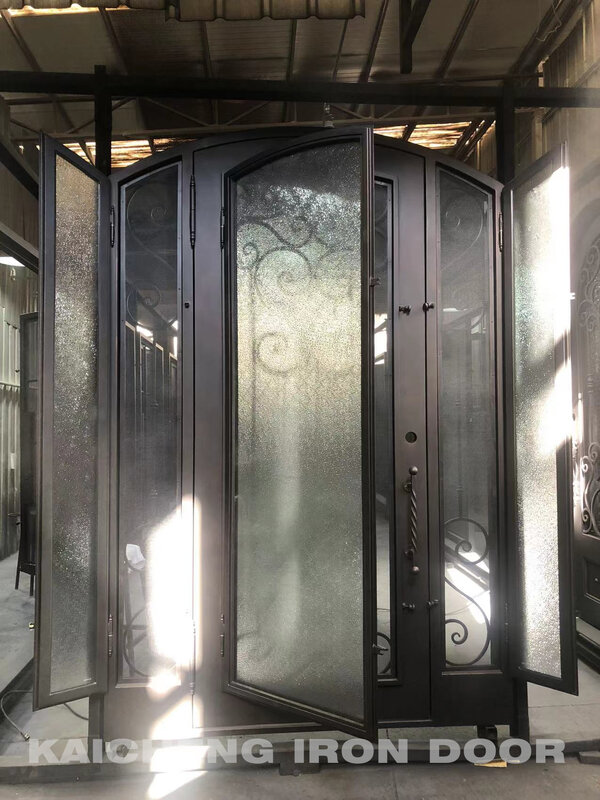 Porta singola in ferro ad arco Pre-appesa con porta in ferro battuto sidelight
