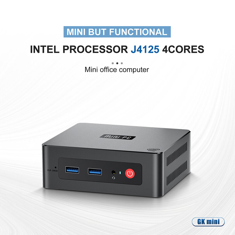 Beelink-GK Mini Intel Celeron PC, J4125, Quad Core, DDR4, 8GB, 256GB, SSD, سطح المكتب مع منفذ HD, 1000M LAN