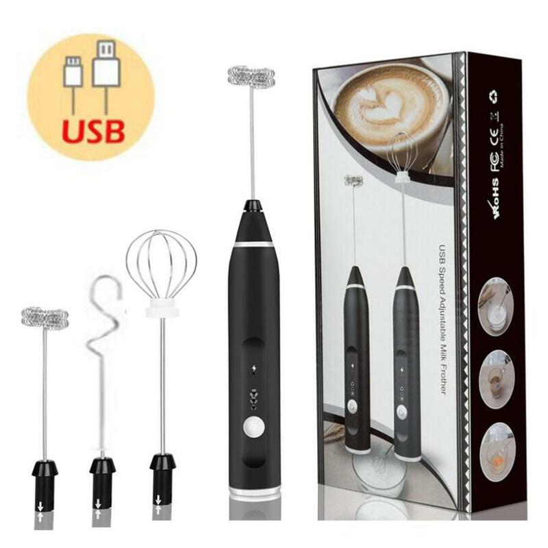 Batedor de leite portátil elétrico, Liquidificador com carregador USB, Bubble Maker, Misturador Whisk para café, Cappuccino, 3 modos