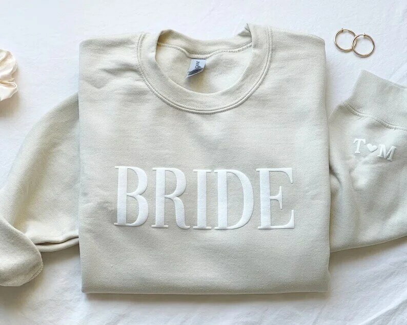 Presente personalizado para a noiva inicial do coração manga presente de noivado, futura senhora camisolas, chuveiro nupcial original, presentes de casamento