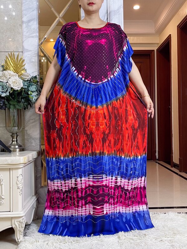 2024 мусульманское хлопковое платье Дубай, женское свободное Макси-Платье, женское платье с цветочным принтом и бриллиантами, африканская абайя с леопардовым принтом и большим шарфом